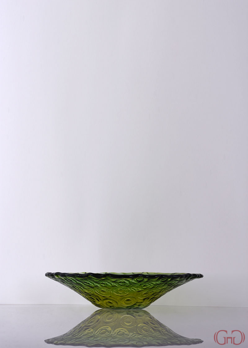 Centerpiece RINGS Conic Bowl 32 CM with Green Yellow Decoration centerpiece-circles-conic-bowl-32CM-green-yellow-decoration