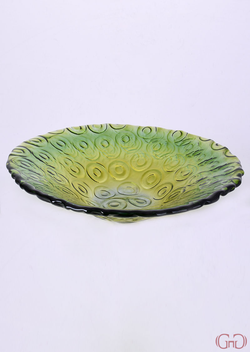 Centerpiece RINGS Conic Bowl 32 CM with Green Yellow Decoration centerpiece-circles-conic-bowl-32CM-green-yellow-decoration