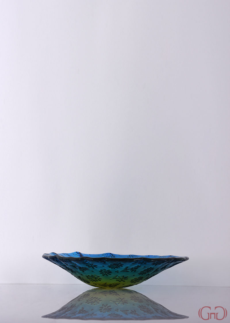 Centerpiece FLOWERS Conic Bowl 32 CM with Blue Yellow Decoration centerpiece-fancy-conic-bowl-32CM-blue-yellow-decoration