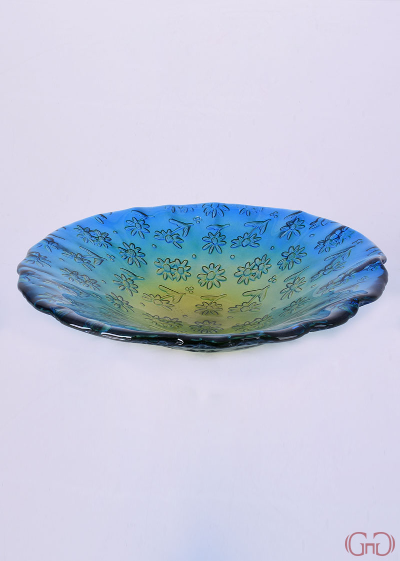 Centerpiece FLOWERS Conic Bowl 32 CM with Blue Yellow Decoration centerpiece-fancy-conic-bowl-32CM-blue-yellow-decoration