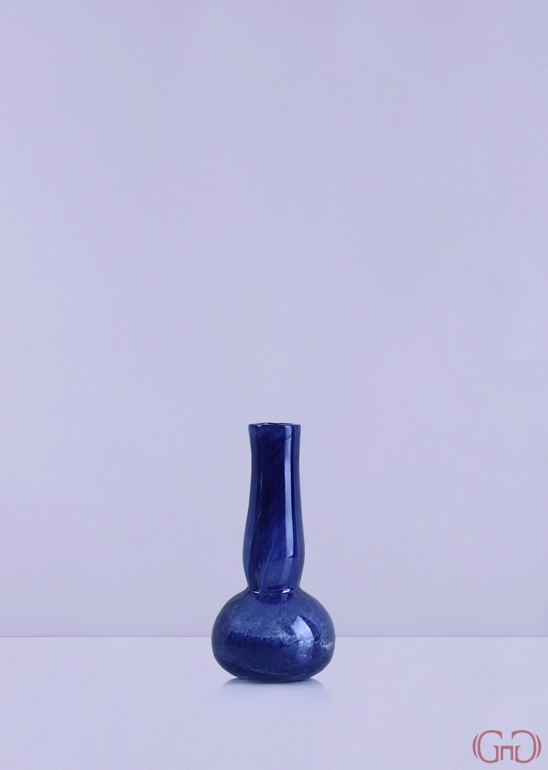 Vase Glass Pestle with 1 Waist 19 CM Blue vase-glass-pestle-1-waist-19CM-blue
