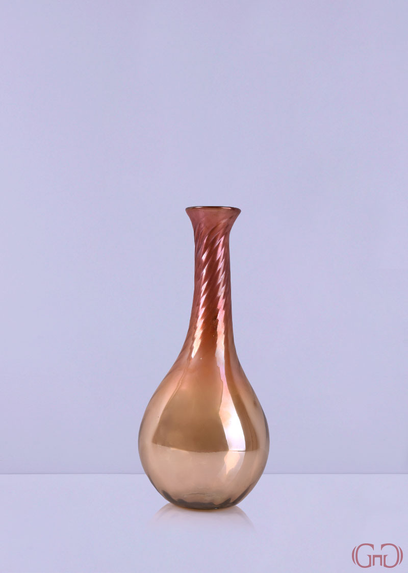 Vase Glass Round Twist 30 CM Amber Burned Top vase-glass-round-twist-30CM-amber-burned-top