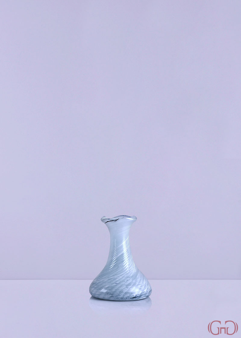 Vase Glass Twist Flower Top 14 CM White vase-glass-twist-flower-top-14CM-white